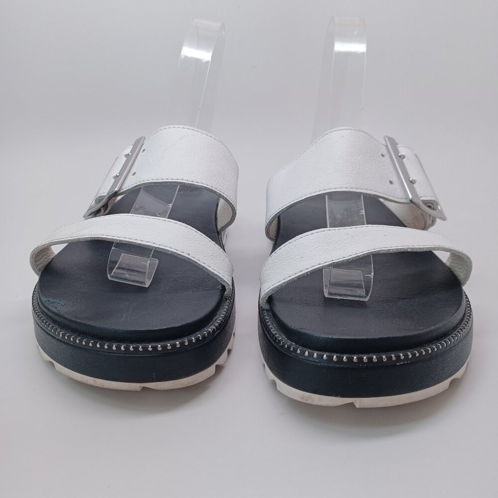 Sorel‎ Womens Sandals Roaming Two Strap Slip On Slide Wedge White Black Size 9.5 - Picture 4 of 16